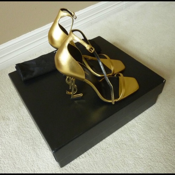 Yves Saint Laurent Metallic Gold Sandals - Picture 1 of 14
